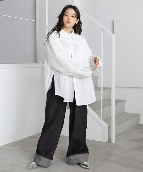 RAGEBLUE（レイジブルー）の「サイドリボン/アソートオーバーシャツ/チェックシャツ（シャツ/ブラウス・レディース・ホワイト系/ブラウン系/ブルー/ブラック系・FREE）」の6枚目の写真