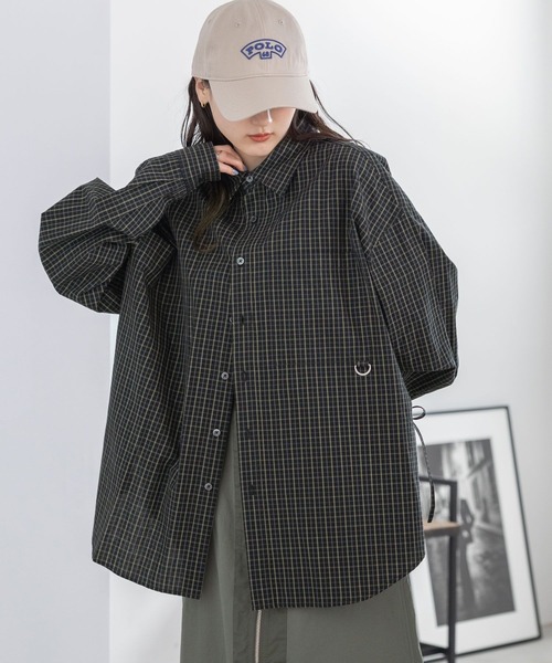 RAGEBLUE（レイジブルー）の「サイドリボン/アソートオーバーシャツ/チェックシャツ（シャツ/ブラウス・レディース・ホワイト系/ブラウン系/ブルー/ブラック系・FREE）」の15枚目の写真