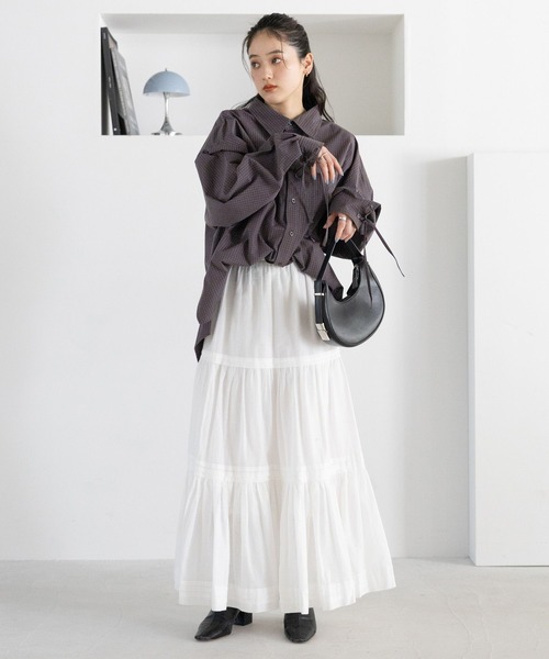 RAGEBLUE（レイジブルー）の「サイドリボン/アソートオーバーシャツ/チェックシャツ（シャツ/ブラウス・レディース・ホワイト系/ブラウン系/ブルー/ブラック系・FREE）」の19枚目の写真