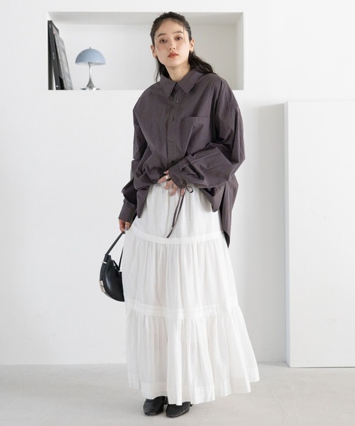 RAGEBLUE（レイジブルー）の「サイドリボン/アソートオーバーシャツ/チェックシャツ（シャツ/ブラウス・レディース・ホワイト系/ブラウン系/ブルー/ブラック系・FREE）」の21枚目の写真