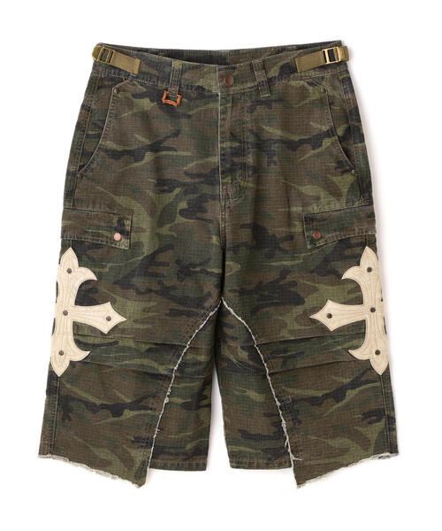 SUPPLIER/サプライヤー/Cross Leather Patch Baggy Shorts