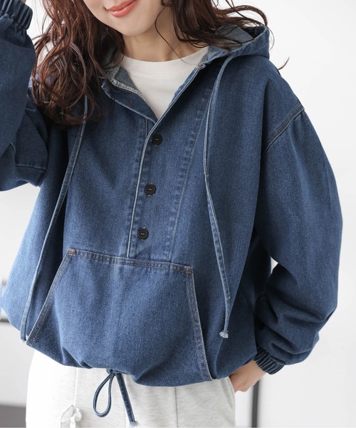AMELY(エミリー)の「アノラック デニムパーカー(パーカー・レディース・ブラック/ライトブルー/ブルー・フリー)」の9枚目の写真