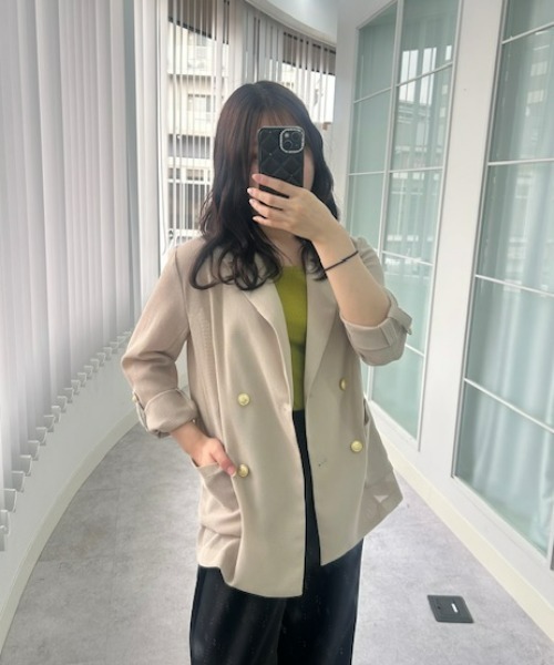 UNDOVE(アンドゥーブ)の「〈UNDOVE〉【接触冷感/金ボタン/サマージャケット/テーラードジャケット/高見え/ゴールド/軽い/袖丈調節可能】涼やかメッシュジャケット(テーラードジャケット・レディース・ベージュ/ブラック・X-LARGE/LARGE/MEDIUM)」の18枚目の写真