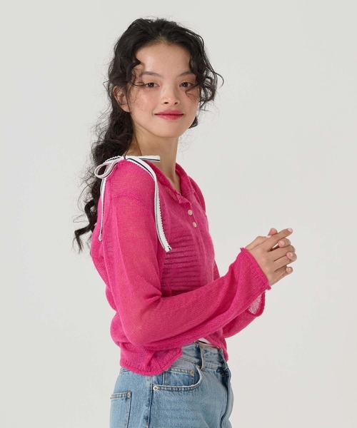 TINA：JOJUN（ティーナジョジュン）の「ワンショルダー リボンキャミソール TINA：JOJUN（キャミソール・レディース・ネイビー/レッド/ブルー・M）」の6枚目の写真