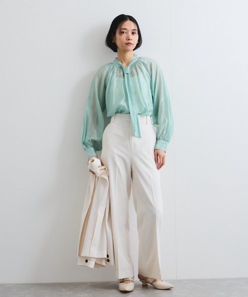 ketty（ケティ）の「ブライトシアーボウタイブラウス≪手洗い可能≫（シャツ/ブラウス・レディース・グリーン/イエロー/ベージュ・M）」の17枚目の写真