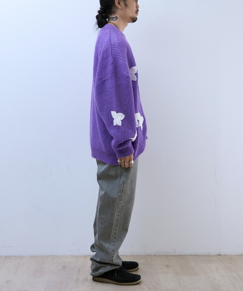 DISCOVERED(ディスカバード)の「DISCOVERED BUTTERFLY CROCHET MOHAIR KNIT C/D(カーディガン/ボレロ・メンズ・パープル/グレー/ブラック・1/3)」の5枚目の写真