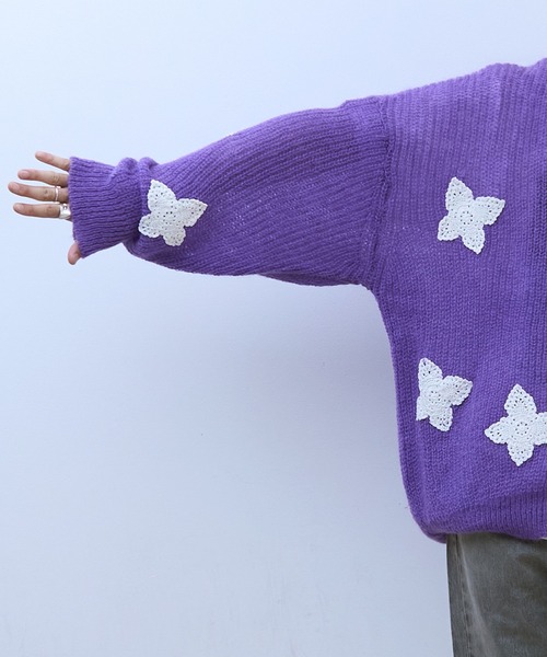 DISCOVERED(ディスカバード)の「DISCOVERED BUTTERFLY CROCHET MOHAIR KNIT C/D(カーディガン/ボレロ・メンズ・パープル/グレー/ブラック・1/3)」の7枚目の写真