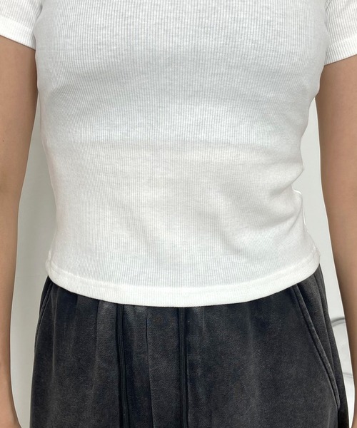 non-hedge(ノンヘッジ)の「プレート付クロスリブTシャツ(Tシャツ/カットソー・レディース・ピンク/オフホワイト/グレー/ブラック・FREE)」の16枚目の写真