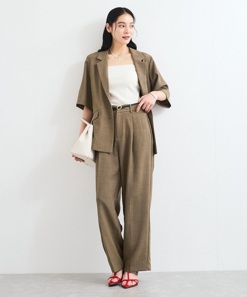 VIS（ビス）の「【美easy】ハーフスリーブジャケット/セットアップ対応・洗える（テーラードジャケット・レディース・ネイビー/グリーン系その他2/キナリ・M/S）」の9枚目の写真