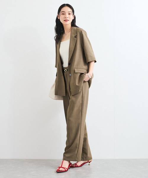 VIS（ビス）の「【美easy】ハーフスリーブジャケット/セットアップ対応・洗える（テーラードジャケット・レディース・ネイビー/グリーン系その他2/キナリ・M/S）」の10枚目の写真