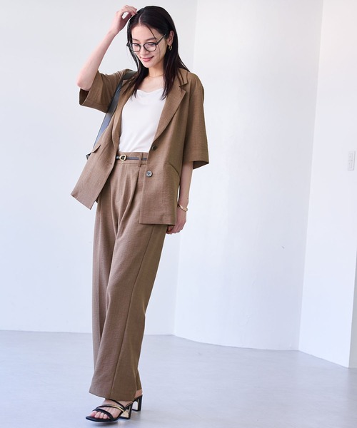 美easy】ハーフスリーブジャケット/セットアップ対応・洗える 美easy】ハーフスリーブジャケット/セットアップ対応・洗える