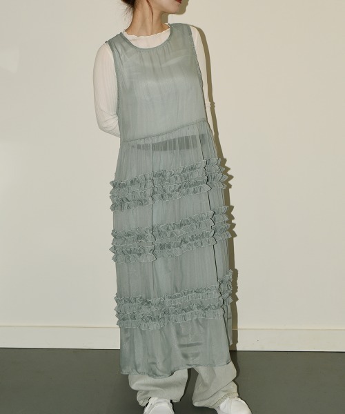 お買い得モデル セール】シアー フリルロングワンピース / Sheer Frill Long ワンピース