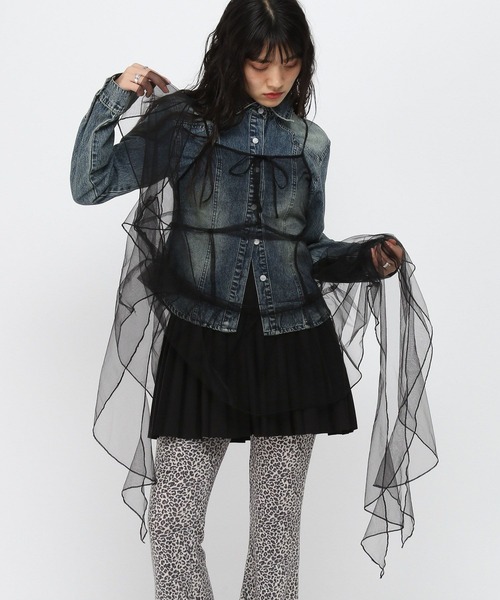 3.3 Field Trip （3.3フィールドトリップ）の「3.3 Field Trip／シアーチェックワンピース（ワンピース・レディース・ブラック/ベージュ/ホワイト・FREE）」の2枚目の写真