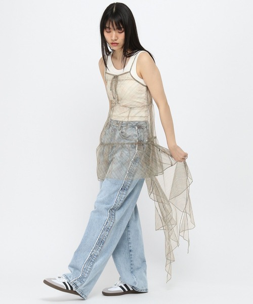 3.3 Field Trip （3.3フィールドトリップ）の「3.3 Field Trip／シアーチェックワンピース（ワンピース・レディース・ブラック/ベージュ/ホワイト・FREE）」の10枚目の写真