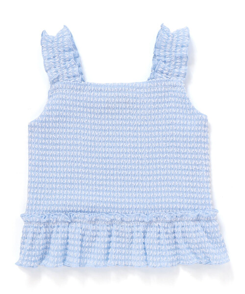 BeBe（ベベ）の「ぽこぽこシャーリングビスチェ+ショートパンツセットアップ(90~140cm)（セットアップ・キッズ・ブルー/イエロー・100cm/120cm/130cm/140cm/110cm）」の3枚目の写真