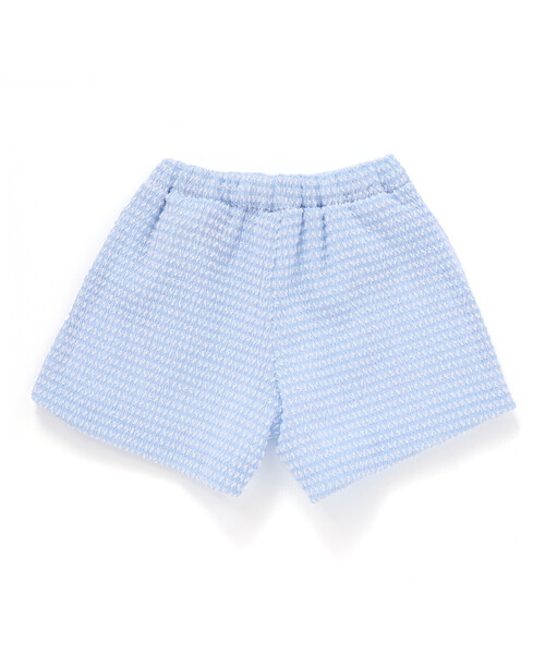 BeBe（ベベ）の「ぽこぽこシャーリングビスチェ+ショートパンツセットアップ(90~140cm)（セットアップ・キッズ・ブルー/イエロー・100cm/120cm/130cm/140cm/110cm）」の4枚目の写真