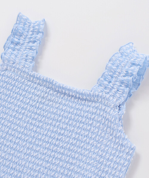 BeBe（ベベ）の「ぽこぽこシャーリングビスチェ+ショートパンツセットアップ(90~140cm)（セットアップ・キッズ・ブルー/イエロー・100cm/120cm/130cm/140cm/110cm）」の5枚目の写真