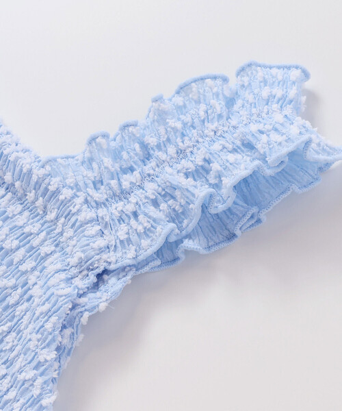 BeBe（ベベ）の「ぽこぽこシャーリングビスチェ+ショートパンツセットアップ(90~140cm)（セットアップ・キッズ・ブルー/イエロー・100cm/120cm/130cm/140cm/110cm）」の6枚目の写真