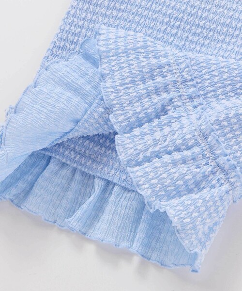 BeBe（ベベ）の「ぽこぽこシャーリングビスチェ+ショートパンツセットアップ(90~140cm)（セットアップ・キッズ・ブルー/イエロー・100cm/120cm/130cm/140cm/110cm）」の8枚目の写真