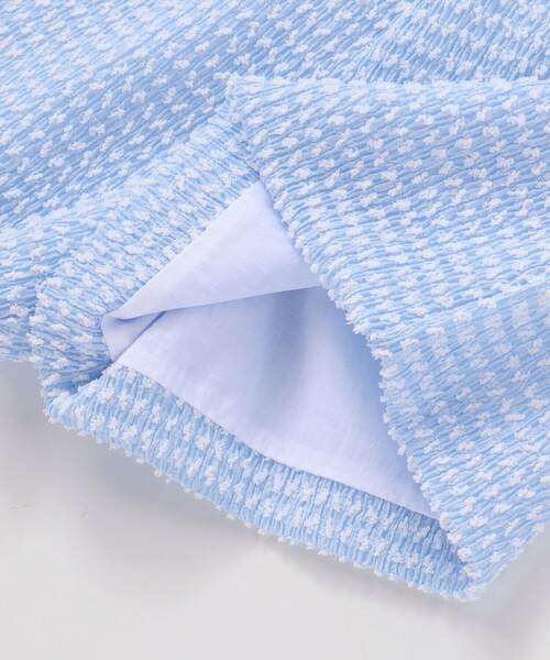 BeBe（ベベ）の「ぽこぽこシャーリングビスチェ+ショートパンツセットアップ(90~140cm)（セットアップ・キッズ・ブルー/イエロー・100cm/120cm/130cm/140cm/110cm）」の11枚目の写真