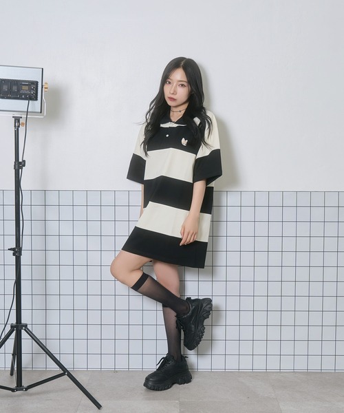 ANDGEEBEE（アンジービー）の「フェネックラガーT（ポロシャツ・レディース・グリーン/アイボリー・FREE）」の3枚目の写真