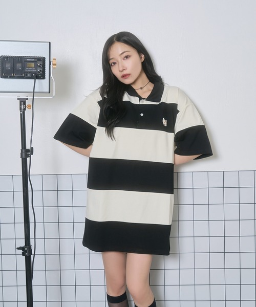 ANDGEEBEE（アンジービー）の「フェネックラガーT（ポロシャツ・レディース・グリーン/アイボリー・FREE）」の5枚目の写真