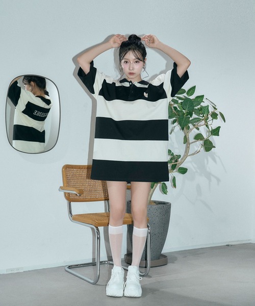 ANDGEEBEE（アンジービー）の「フェネックラガーT（ポロシャツ・レディース・グリーン/アイボリー・FREE）」の10枚目の写真