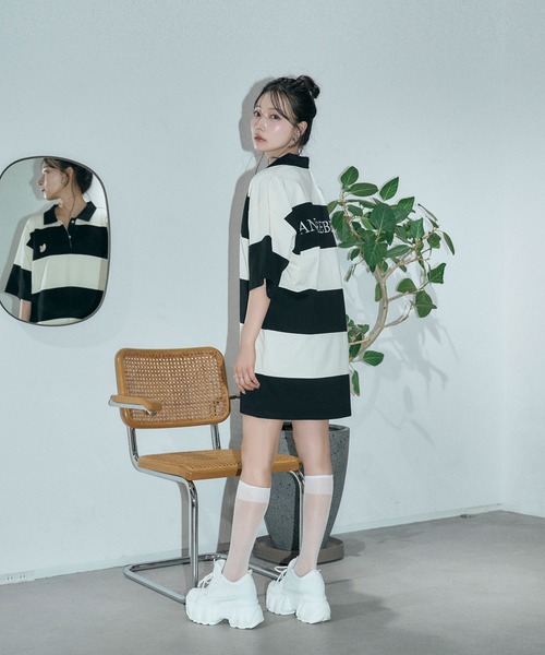 ANDGEEBEE（アンジービー）の「フェネックラガーT（ポロシャツ・レディース・グリーン/アイボリー・FREE）」の11枚目の写真