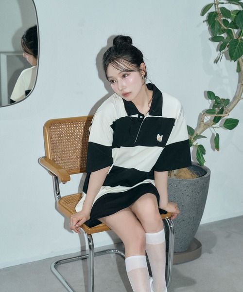 ANDGEEBEE（アンジービー）の「フェネックラガーT（ポロシャツ・レディース・グリーン/アイボリー・FREE）」の12枚目の写真