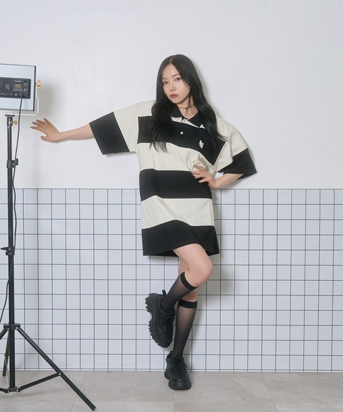 ANDGEEBEE（アンジービー）の「フェネックラガーT（ポロシャツ・レディース・グリーン/アイボリー・FREE）」の14枚目の写真