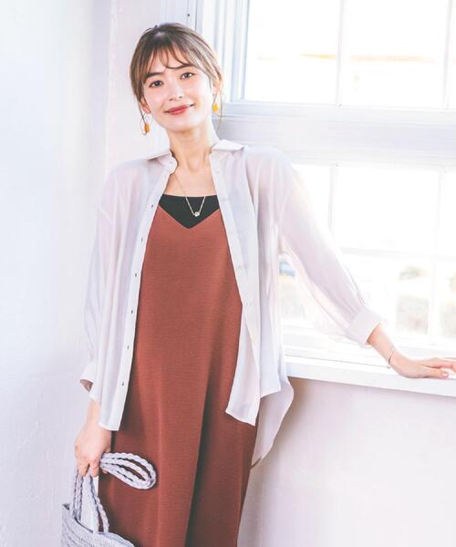 ITS'DEMO（イッツデモ）の「【手洗い可】シアーシャツ（シャツ/ブラウス・レディース・オフホワイト/ブラック/ライトベージュ/ライトグレー・00）」の5枚目の写真