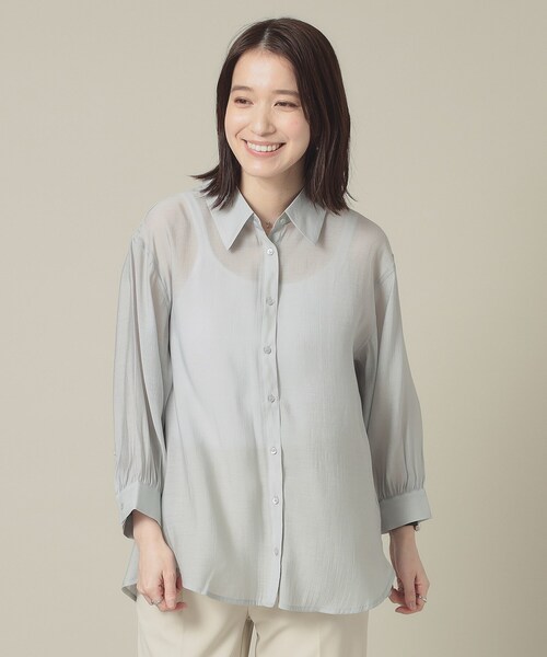 ITS'DEMO（イッツデモ）の「【手洗い可】シアーシャツ（シャツ/ブラウス・レディース・オフホワイト/ブラック/ライトベージュ/ライトグレー・00）」の12枚目の写真