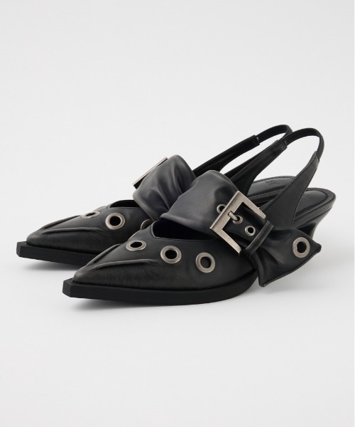 SLY(スライ)の「EYELET SLING PUMPS アイレット スリング パンプス(パンプス・レディース・ベージュ/ブラック・SMALL/MEDIUM/LARGE)」の1枚目の写真