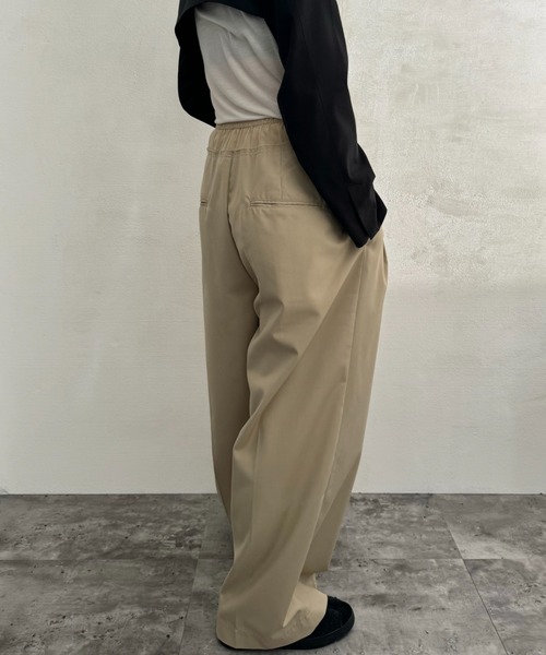 lit リット Waist Docking Easy Pants　タック 黒 Waist Docking Easy Pants（スラックス）｜lit（リット）の