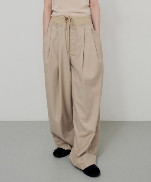 lit リット Waist Docking Easy Pants　タック 黒 Waist Docking Easy Pants（スラックス）｜lit（リット）の