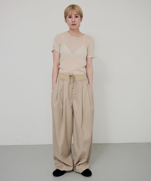 lit（リット）の「Waist Docking Easy Pants（スラックス・レディース・ベージュ/ブラック・36/38）」の7枚目の写真