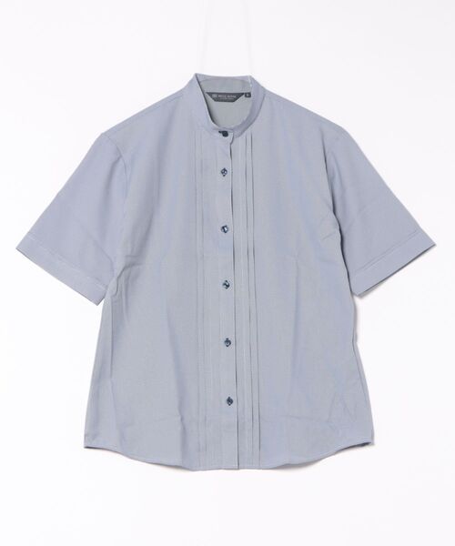 TOKYO SHIRTS(トウキョウシャツ)の「【吸水速乾】【COFREX】スタンド ピンタック五分袖ブラウス レディースシャツ(シャツ/ブラウス・レディース・ネイビー・S/M/LL/XL/L)」の1枚目の写真