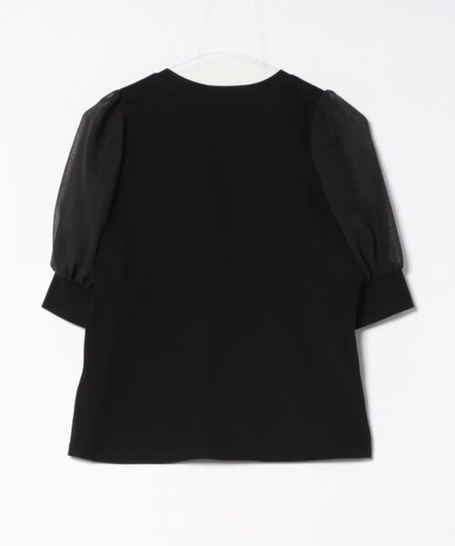 STRAWBERRY-FIELDS(ストロベリーフィールズ)の「シアーパフスリーブTシャツ(Tシャツ/カットソー・レディース・ブラック/オフホワイト/ピンク/ブルー・2)」の5枚目の写真