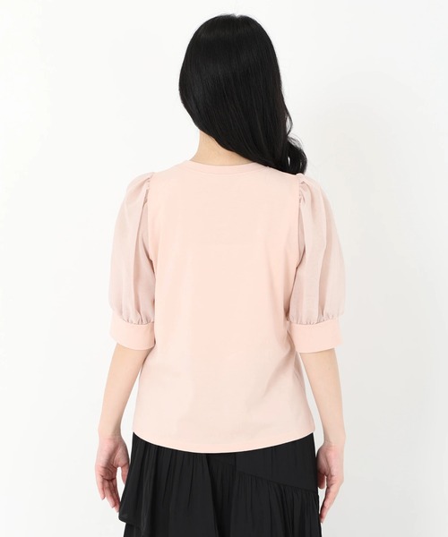 STRAWBERRY-FIELDS(ストロベリーフィールズ)の「シアーパフスリーブTシャツ(Tシャツ/カットソー・レディース・ブラック/オフホワイト/ピンク/ブルー・2)」の8枚目の写真