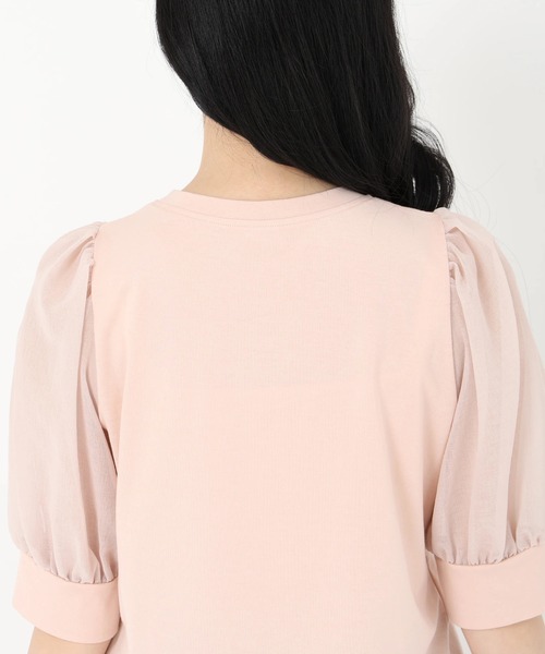 ストロベリーフィールズ STRAWBERRY FIELDS ライトネオダンボール Tシャツ/カットソー （ライトベージュ） シアーパフスリーブ（Tシャツ/カットソー）｜STRAWBERRY-FIELDS