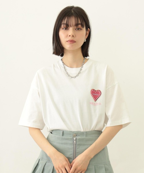 MILKFED.（ミルクフェド）の「ICING HEART-SHAPED COOKIES S/S TEE（Tシャツ/カットソー・レディース・ブラック/ライトピンク/ホワイト・M/L）」の2枚目の写真