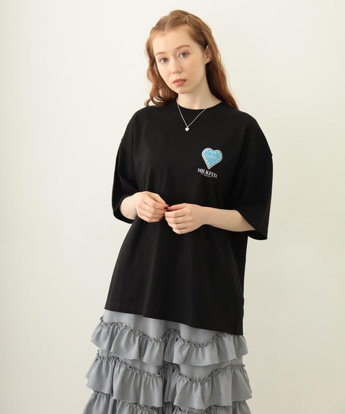 MILKFED.（ミルクフェド）の「ICING HEART-SHAPED COOKIES S/S TEE（Tシャツ/カットソー・レディース・ブラック/ライトピンク/ホワイト・M/L）」の9枚目の写真