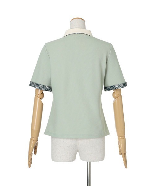 F i.n.t（フィント）の「チェックネクタイ付きクレリックポロシャツ【1枚で快適】/ fint　フィント（ポロシャツ・レディース・ブルー/ミント/ピンク・FREE）」の16枚目の写真