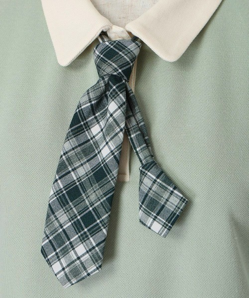 F i.n.t（フィント）の「チェックネクタイ付きクレリックポロシャツ【1枚で快適】/ fint　フィント（ポロシャツ・レディース・ブルー/ミント/ピンク・FREE）」の19枚目の写真