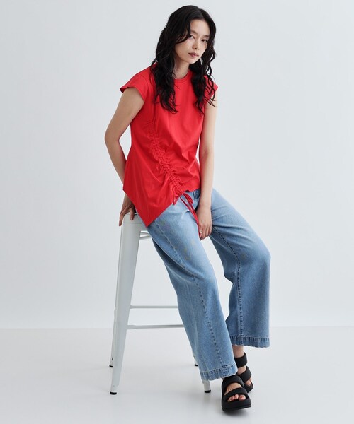 tシャツ イレギュラーシャーリングヘムカットソー レディース イレギュラーシャーリングヘムカットソー（カットソー