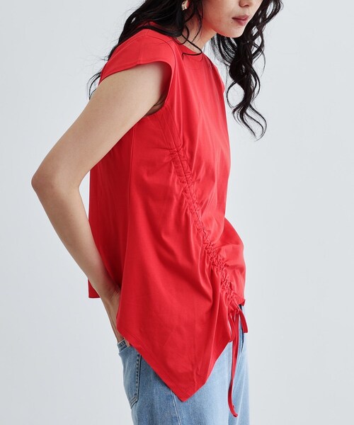 GALLEST（ギャレスト）の「イレギュラーシャーリングヘムカットソー（Tシャツ/カットソー・レディース・ホワイト/ブラック/レッド系1・38）」の9枚目の写真