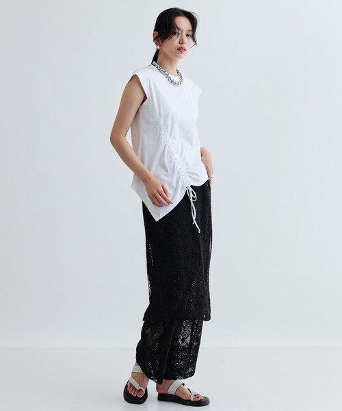 GALLEST（ギャレスト）の「イレギュラーシャーリングヘムカットソー（Tシャツ/カットソー・レディース・ホワイト/ブラック/レッド系1・38）」の13枚目の写真