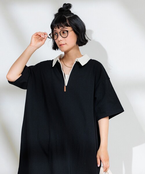セール】ハーフジップポロワンピース【限定展開】（ワンピース