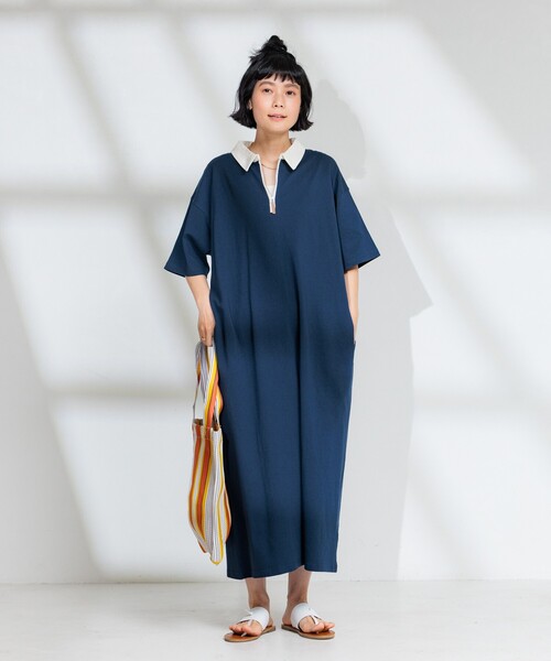 【値下げ】A+TOKYO ハーフZIPオープンワンピース A + TOKYO（エープラストウキョウ）の「ハーフZIPオープン