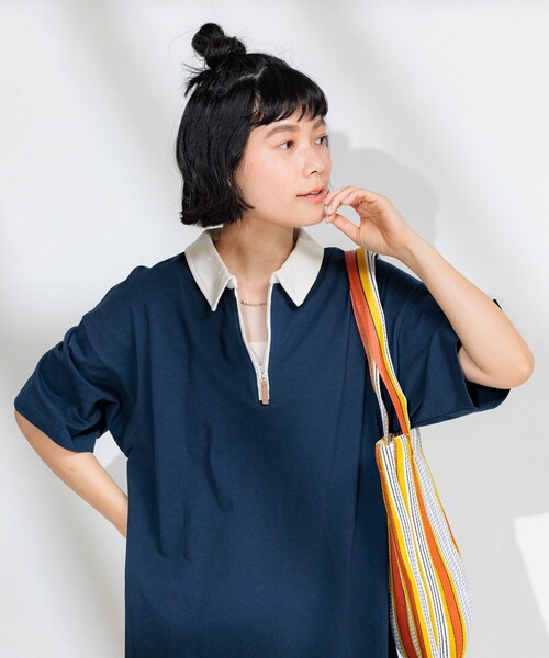 PGG 2023年モデル ハーフジップ 半袖ワンピース ネイビー系 サイズ1 PGG 2023年モデル ハーフジップ 半袖ワンピース ネイビー系 サイズ1